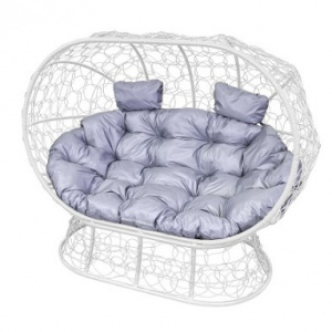 Диван с ротангом на подставке ''Лежебока'' Белый / Под заказ